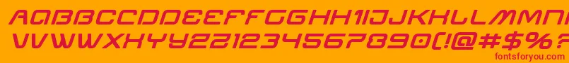 フォントMiraclemercuryboldexpandital – オレンジの背景に赤い文字