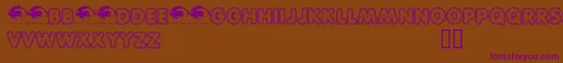 Quiltedtrial-Schriftart – Violette Schriften auf braunem Hintergrund