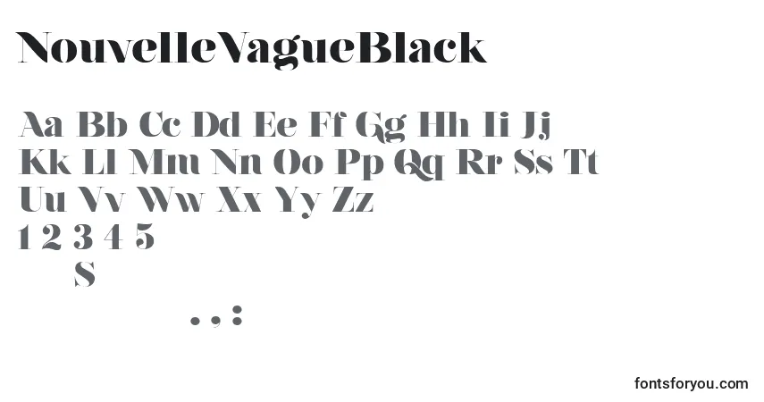 Czcionka NouvelleVagueBlack – alfabet, cyfry, specjalne znaki