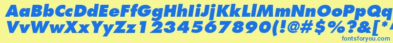 KudosBlackSsiExtraBoldItalic Font – Blue Fonts on Yellow Background