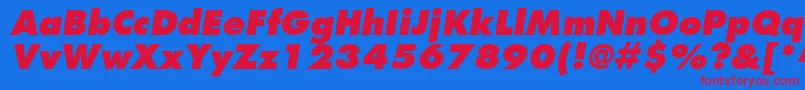 KudosBlackSsiExtraBoldItalic Font – Red Fonts on Blue Background