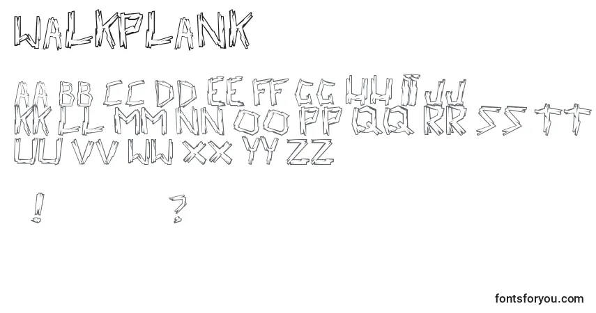 Czcionka WalkPlank – alfabet, cyfry, specjalne znaki