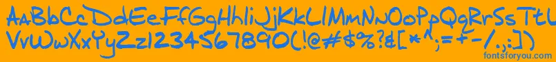 J.D-Schriftart – Blaue Schriften auf orangefarbenem Hintergrund