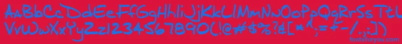 Czcionka J.D – niebieskie czcionki na czerwonym tle