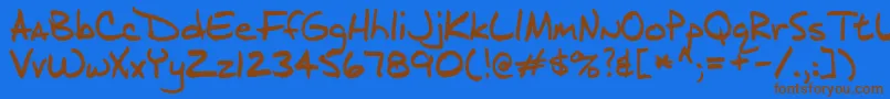 フォントJ.D – 茶色の文字が青い背景にあります。