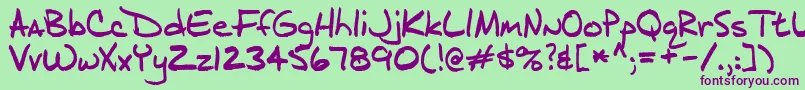 フォントJ.D – 緑の背景に紫のフォント