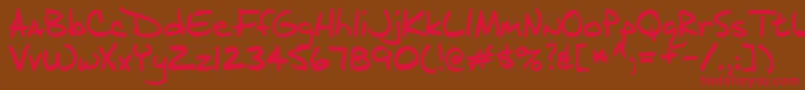 J.D-fontti – punaiset fontit ruskealla taustalla