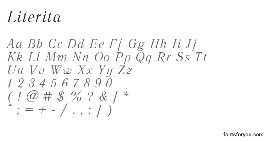 Schriftart Literita – Alphabet, Zahlen, spezielle Symbole
