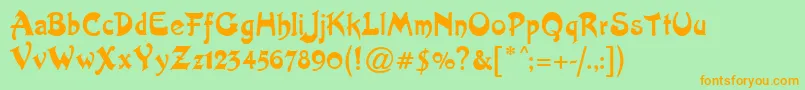 ArtistNouveau-Schriftart – Orangefarbene Schriften auf grünem Hintergrund