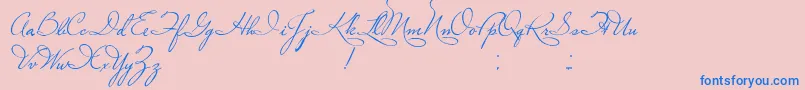 フォントPlasterOfParis – ピンクの背景に青い文字