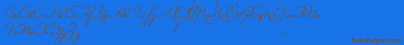 PlasterOfParis-Schriftart – Braune Schriften auf blauem Hintergrund
