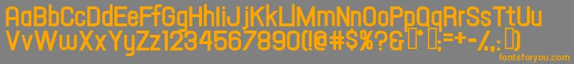 フォントHallandaletextbold – オレンジの文字は灰色の背景にあります。