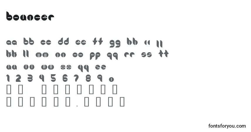 Czcionka Bouncer – alfabet, cyfry, specjalne znaki