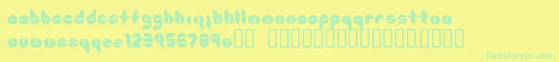Bouncer-Schriftart – Grüne Schriften auf gelbem Hintergrund