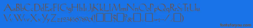 フォントLil – 茶色の文字が青い背景にあります。