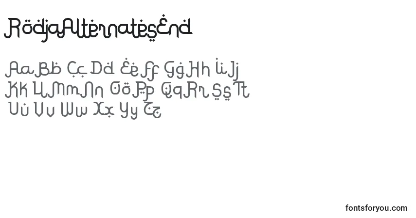 RodjaAlternatesEnd Font – alphabet, numbers, special characters