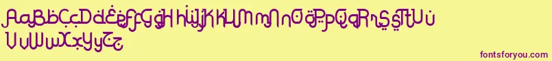 RodjaAlternatesEnd Font – Purple Fonts on Yellow Background