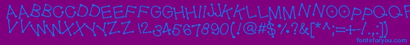 Geldoticajumpyf-Schriftart – Blaue Schriften auf violettem Hintergrund