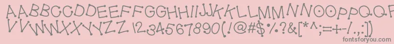 Saiba mais sobre a fonte Geldoticajumpyf Fonte Geldoticajumpyf – fontes cinzas em um fundo rosa