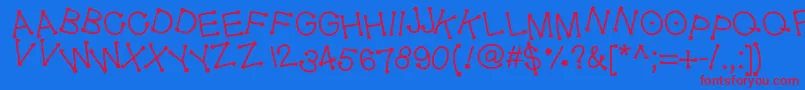 Geldoticajumpyf Font – Red Fonts on Blue Background