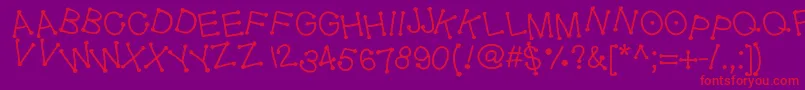 Geldoticajumpyf-Schriftart – Rote Schriften auf violettem Hintergrund