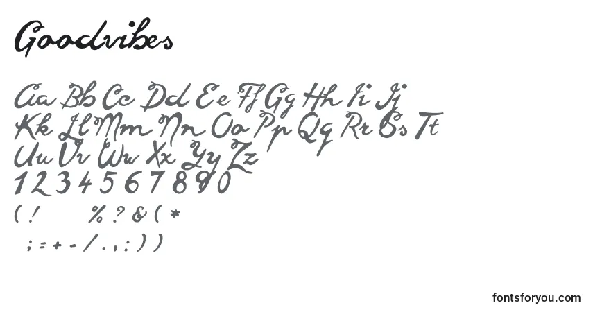 Czcionka Goodvibes – alfabet, cyfry, specjalne znaki