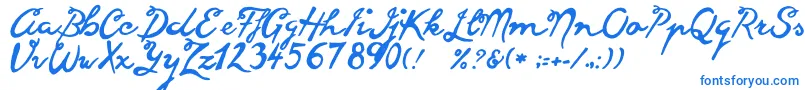 フォントGoodvibes – 白い背景に青い文字
