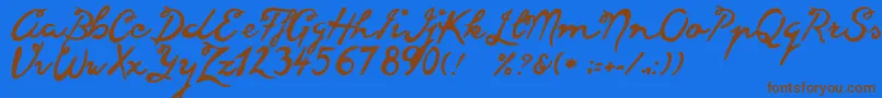 Goodvibes Font – Brown Fonts on Blue Background