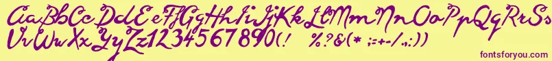 Goodvibes-Schriftart – Violette Schriften auf gelbem Hintergrund