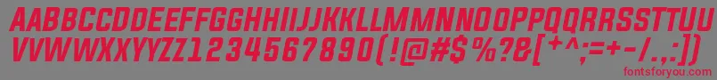 フォントEvogriaItalic – 赤い文字の灰色の背景