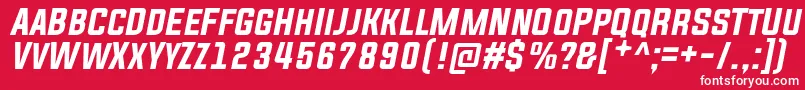EvogriaItalic-fontti – valkoiset fontit punaisella taustalla