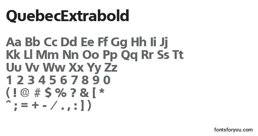 Czcionka QuebecExtrabold – alfabet, cyfry, specjalne znaki