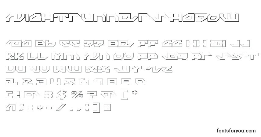 Шрифт NightrunnerShadow – алфавит, цифры, специальные символы