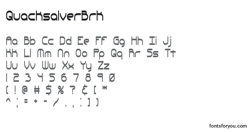 A fonte QuacksalverBrk – alfabeto, números, caracteres especiais