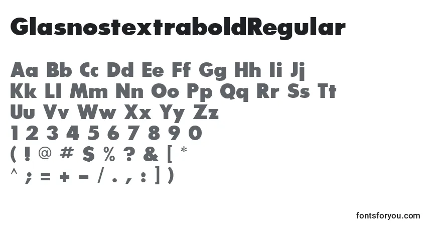 Czcionka GlasnostextraboldRegular – alfabet, cyfry, specjalne znaki