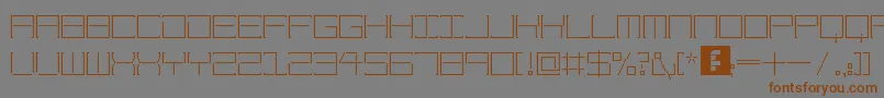 フォントAmayaTechnical – 茶色の文字が灰色の背景にあります。