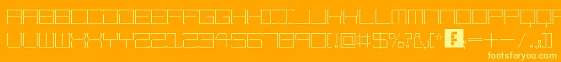 AmayaTechnical-Schriftart – Gelbe Schriften auf orangefarbenem Hintergrund