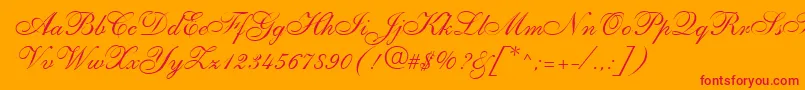 VestureRegular-Schriftart – Rote Schriften auf orangefarbenem Hintergrund