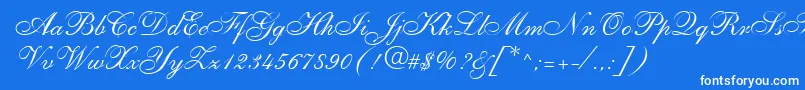 VestureRegular-Schriftart – Weiße Schriften auf blauem Hintergrund