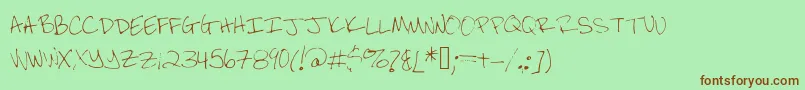 Brandeezfontv2-Schriftart – Braune Schriften auf grünem Hintergrund