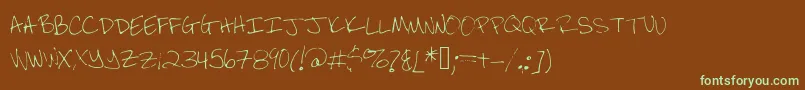 フォントBrandeezfontv2 – 緑色の文字が茶色の背景にあります。