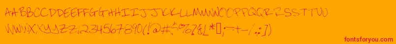 Brandeezfontv2-Schriftart – Rote Schriften auf orangefarbenem Hintergrund