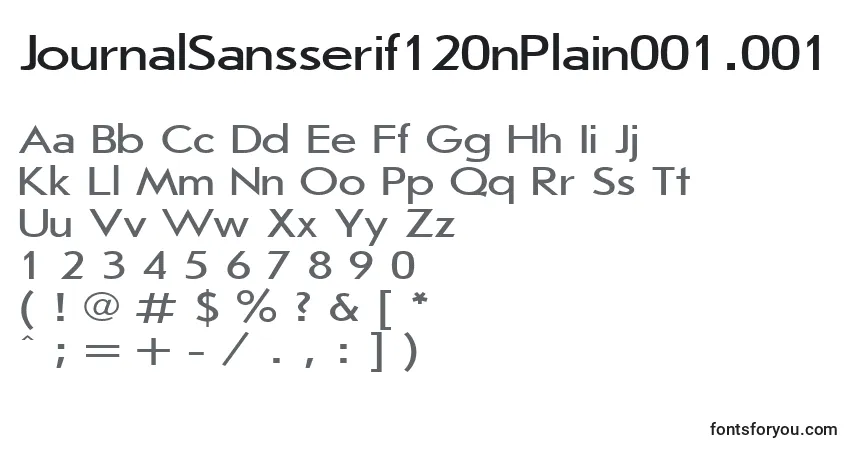 Czcionka JournalSansserif120nPlain001.001 – alfabet, cyfry, specjalne znaki