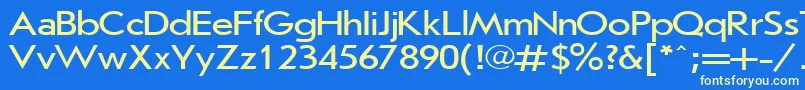 JournalSansserif120nPlain001.001 Font – Yellow Fonts on Blue Background