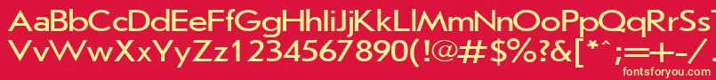 JournalSansserif120nPlain001.001 Font – Yellow Fonts on Red Background