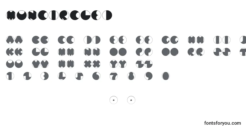 A fonte MunCircled – alfabeto, números, caracteres especiais