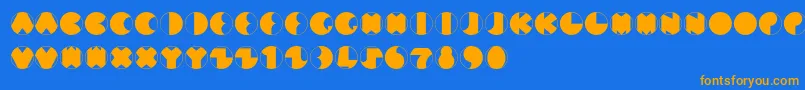 MunCircled Font – Orange Fonts on Blue Background