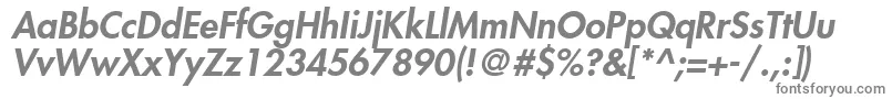 KudosBlackSsiBlackItalic-fontti – harmaat kirjasimet valkoisella taustalla