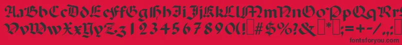 フォントP650BlackletterRegular – 赤い背景に黒い文字