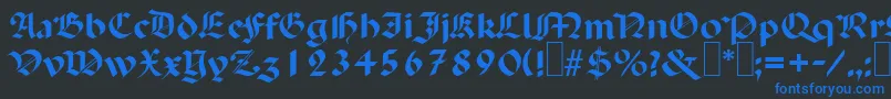 フォントP650BlackletterRegular – 黒い背景に青い文字